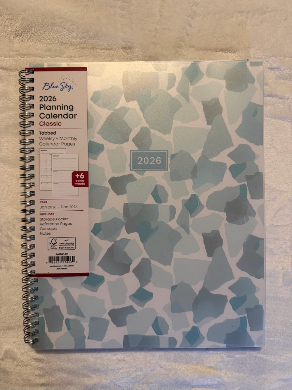 Blue Sky Light Blue & Teal Mosaic Spiral Planner